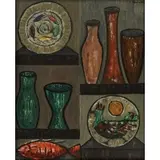 Concha Ibáñez, Objects on Shelves, Oil on canvas