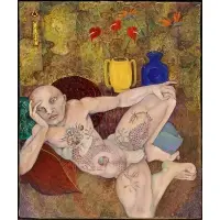 Mylo Quam, Man with Dragon Tattoo, 1985, Acrylic on canvas