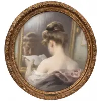 Anthony Troncet, Lady Reading In a Mirror, Pastel