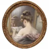 Anthony Troncet, Lady Reading In a Mirror, Pastel