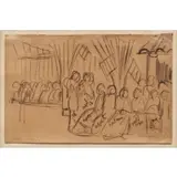 Diego Rivera, Sketch with Figures in an Interior, Charcoal on paper