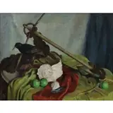 Walt Kuhn, Still-Life with Anchor and Bird, Oil on canvas laid to board