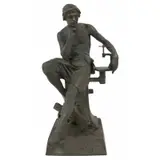 Edouard Drouot, The Thinker, Large industrial style bronze sculpture