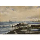 Edmund Darch Lewis, Sailing of the Coast, 1872, Watercolor and gouache on paper
