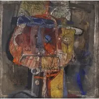 Nahum Tschacbasov, Portrait of a New Yorker, Mixed media on cardboard