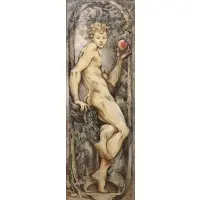 Robert LaVigne, Study for After Parmigianino's Adam, Mixed media on conjoined sheets of paper