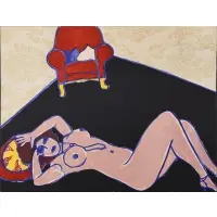 Guillaume Cornelis van Beverloo, Untitled (Reclining Female Nude with Red Chair), Silkscreen