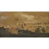 Shmuel Charuvi, View of Jerusalem, Oil on canvas board
