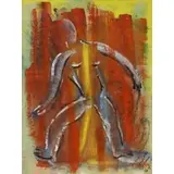 I. Rice Pereira, Untitled (Abstract Figure Orange), 1955, Gouache on paper