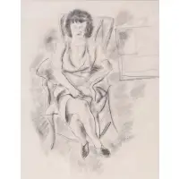 Jules Pascin, Woman Sitting in Chair, Graphite on paper