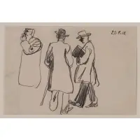 Sketch of Three Figures by George Grosz, 1912, Graphite on a sketchbook paper, sold Feb 2026