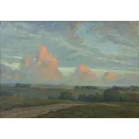 George Howland, Landscape with Pink Clouds, Oil on canvas