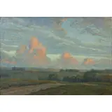 George Howland, Landscape with Pink Clouds, Oil on canvas