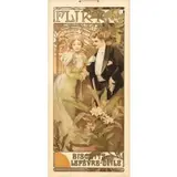 Alphonse Mucha, Flirt Biscuits, Color lithograph mounted on display board with grommets and ribbon