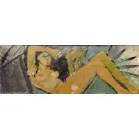 Alexander Rutsch, Reposing Nude Woman, Oil on paper