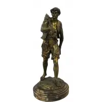 Untitled by Émile Louis Picault, Large and finely executed bronze Fisherman with nice original gilt patina, sold Feb 2026