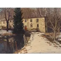John R. Peirce, Home in Southern Pennsylvania, Oil on masonite