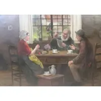 Rudolf Klingsbögl, Conversation, Oil on canvas, signed lr left
