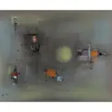 Frances Field, In Manner of Klee, Pastel painting, signed F.F. and dated 1956? From a New Rochelle, NY collector