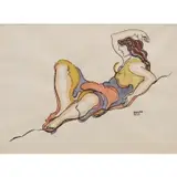 Béla Kádár, Reclining Woman, Watercolor / gouache and ink on paper