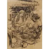 Charles David Williams, The Tea Party, Black and white chalk