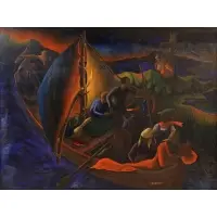 Jacques-Enguerrand Gourgue, Spiritual Seascape, Oil on board