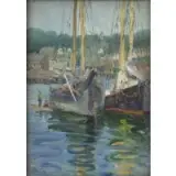 Mary Nicholson Maccord, Harbor Repair, Oil on artist's board