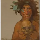 Charles Bragg, Sam Skull + Flower, Oil on artist's board