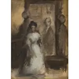 Amy Londoner, A Lady in the Entrance Hall, Pastel on paper