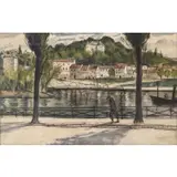 C. R. W. Nevinson, Landscape, Mixed media, pastel, and watercolor