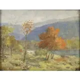 Mary Nicholson Maccord, Autumn River Landscape, Oil on board