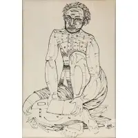 Marshall Glasier, Man Reading, Pen and ink