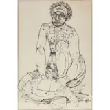 Marshall Glasier, Man Reading, Pen and ink
