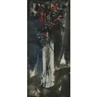 Bernard Buffet, Floral Bouquet, Watercolor and ink on laid paper