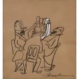 Ludwig Bemelmans, The Toast, Ink and gouache on taupe paper