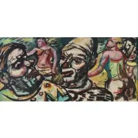Gerrit Hondius, Carnival Performers, 1943, Mixed media, watercolor, gouache, graphite, and ink on paper