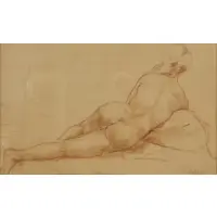 Arthur Beecher Carles, Untitled (Reclining Female Nude), Red conte crayon