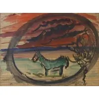 Nahum Tschacbasov, Untitled (Horse), Watercolor on collage paper