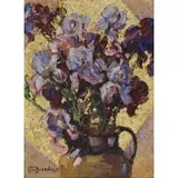 Otto Bierhals, A Bouquet of Iris, Oil on masonite