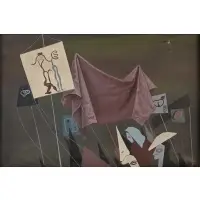 Xavier Gonzalez, Untitled (Figures with Banners), 1945, Oil on canvas