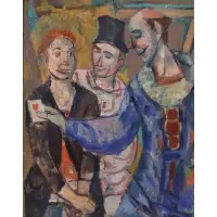 Gerrit Hondius, Clowns Shown a Heart Card, Oil on masonite