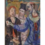 Gerrit Hondius, Clowns Shown a Heart Card, Oil on masonite