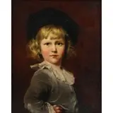 Phoebe A. Jenks, Portrait of A Young Boy in a Hat, 1882, Oil on canvas