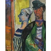 Gerrit Hondius, Two Clowns, Oil on masonite