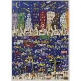 James Rizzi, Midnight in Manhattan, 1978, Color screenprint on woven paper