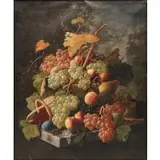 Charles F. R. Lehmann, Still Life of Fruit on a Ledge, Oil on canvas