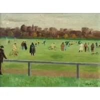 Marcel Dudouet, The Soccer Match, Oil on canvas