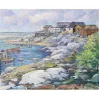Peter Bela Mayer, Rugged Shore (Gloucester), Oil on canvas board