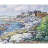 Peter Bela Mayer, Rugged Shore (Gloucester), Oil on canvas board
