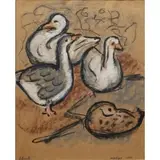 Anne Arnold, Market (Birds), 1947, Mixed media, pastel, charcoal on paper